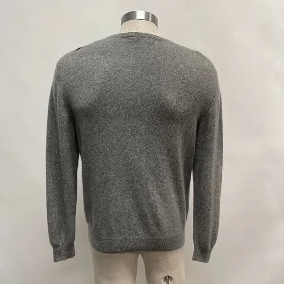Northern Isles Sweater Medium Gray Argyle Diamond 100% 2 Ply Cashmere V-Neck
